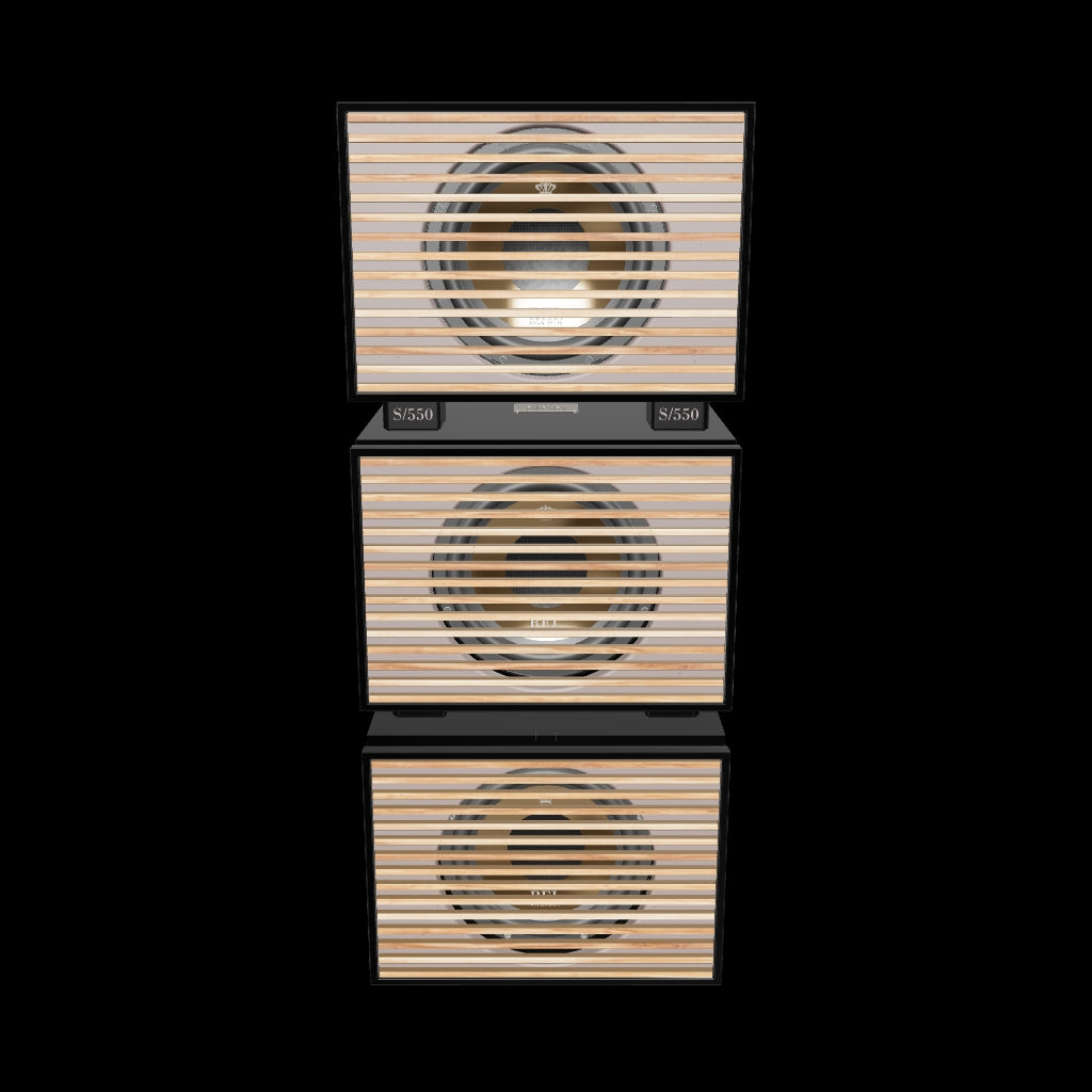 REL Series S 550 Line Array Black Wood Grill